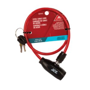 CABLE LOCK BICYCLE 65CM 2FT STEEL RED CABLE LOCK BICYCLE 65CM 2FT STEEL RED